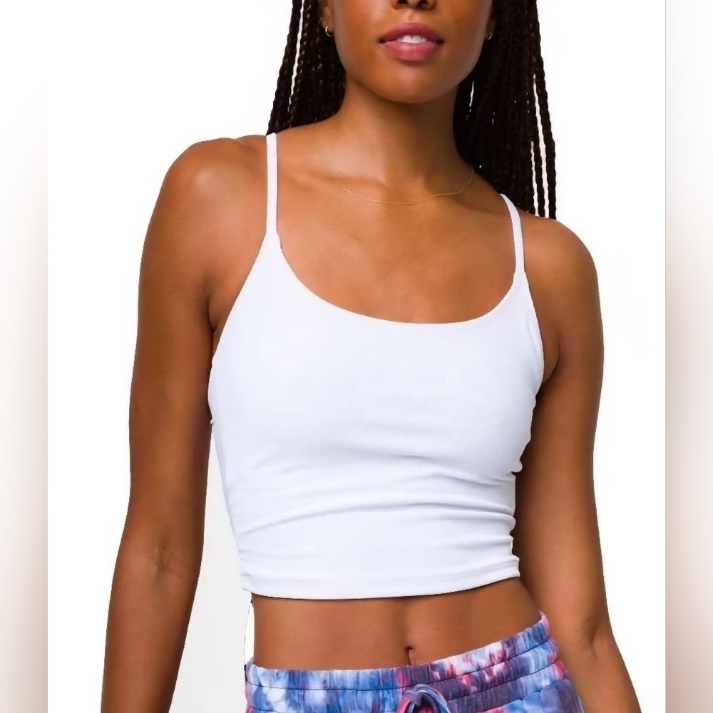 Onzie Cami Belle Crop Tank Top White Size M/L